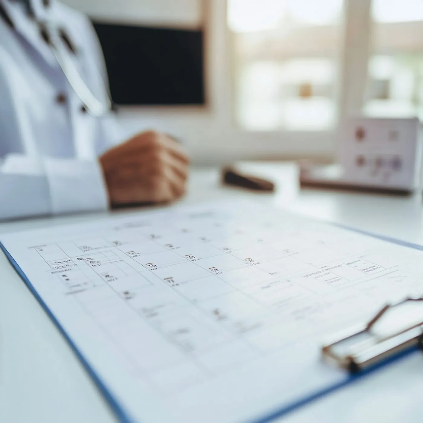 Physician reviewing an executive physical assessment